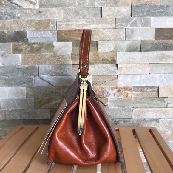 Patricia Nash Ardella Leather Metal Frame Satchel - Picture 6 of 7